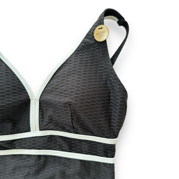 Audrey Omega Texture 2pc Shaping Tankini Black Wm Sz 4 Sewn-in-place molded cups - Picture 2 of 8